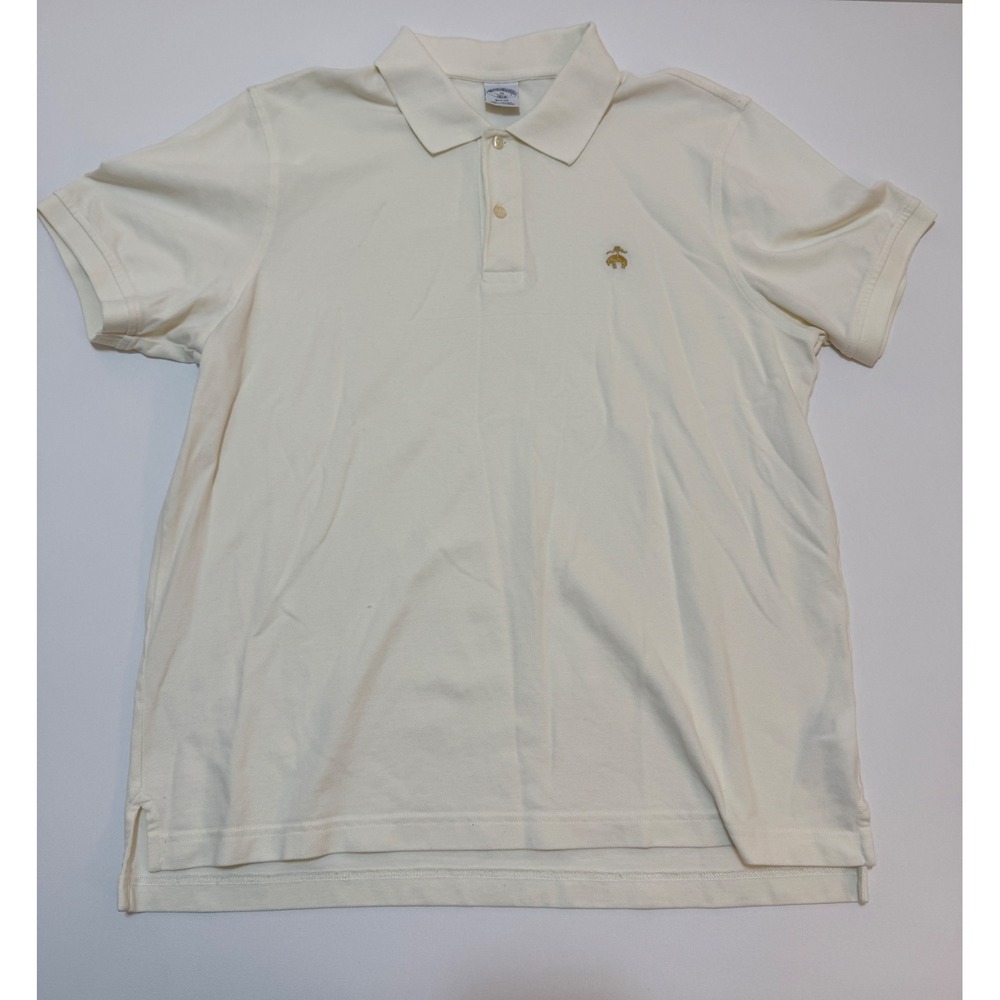 Brooks Brothers 1818 Slim Fit Polo Shirt XL Cream Cotton Pique Golden Fleece